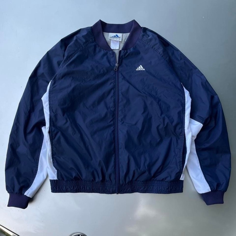 VTG 2001 Women's Navy and white Adidas bomber tack warmup insulated jacket